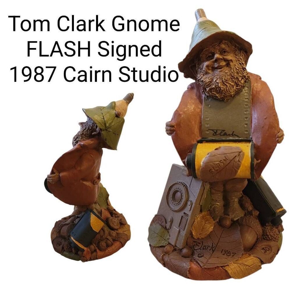 Tom Clark Gnome FLASH Signed 1987 Cairn Studio Vintage Camera Film Whimsical